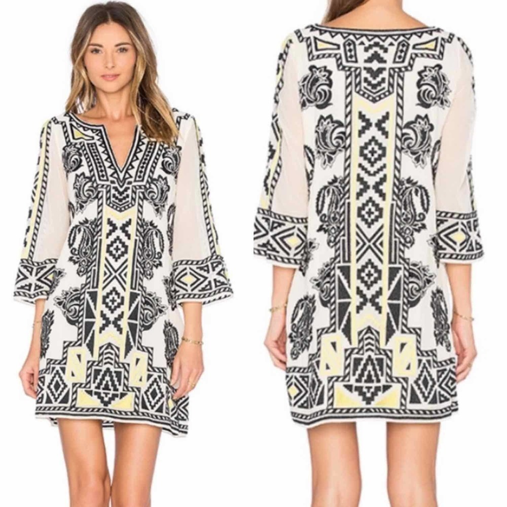 Alice + Olivia Lowell Embroidered Shift Mini Dress Size Small - Picture 3 of 14